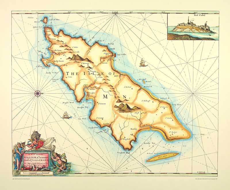 Admiralty Chart - Isle of Man created by Captain Greenvile Collins