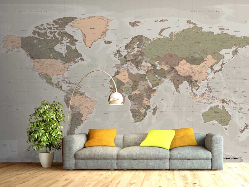 Political World Map Wallpaper Mural