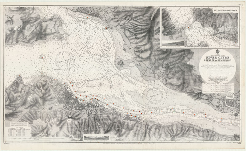 Admiralty Chart - River Clyde Gourock to Dumbarton (1917)