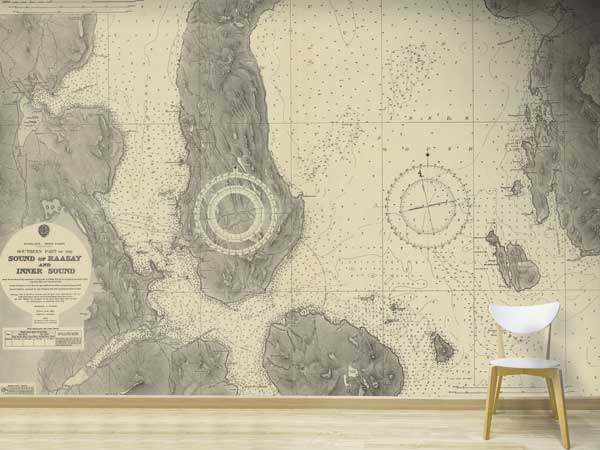 Sound of Raasay and Inner Sound Historic Chart 1961 Wallpaper Mural
