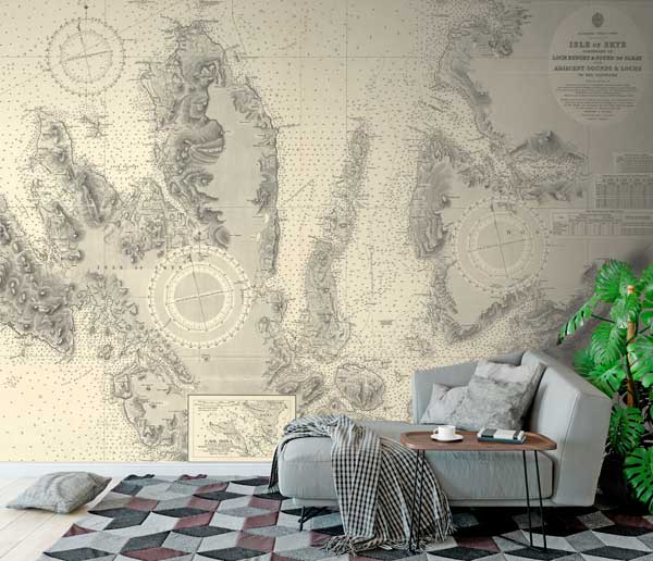 West Coast Isle of Skye Historic Chart 1961 Wallpaper Mural
