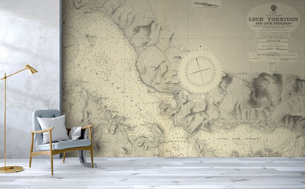 Loch Torridon Historic Chart 1929 Wallpaper Mural