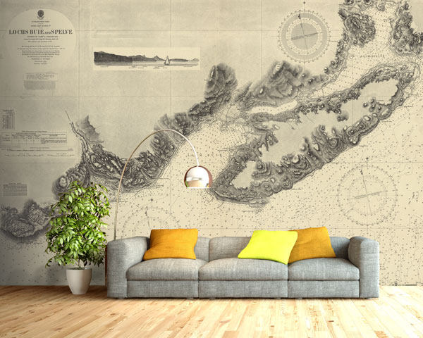 Lochs Buy and Spelve Historic Chart 1952 Wallpaper Mural