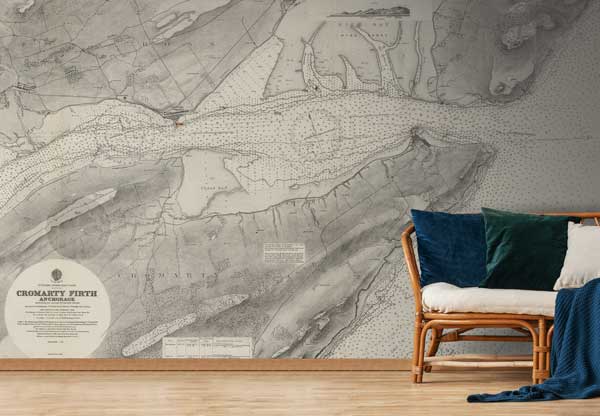 Cromarty Firth Anchorage Historic Chart 1918Wallpaper Mural
