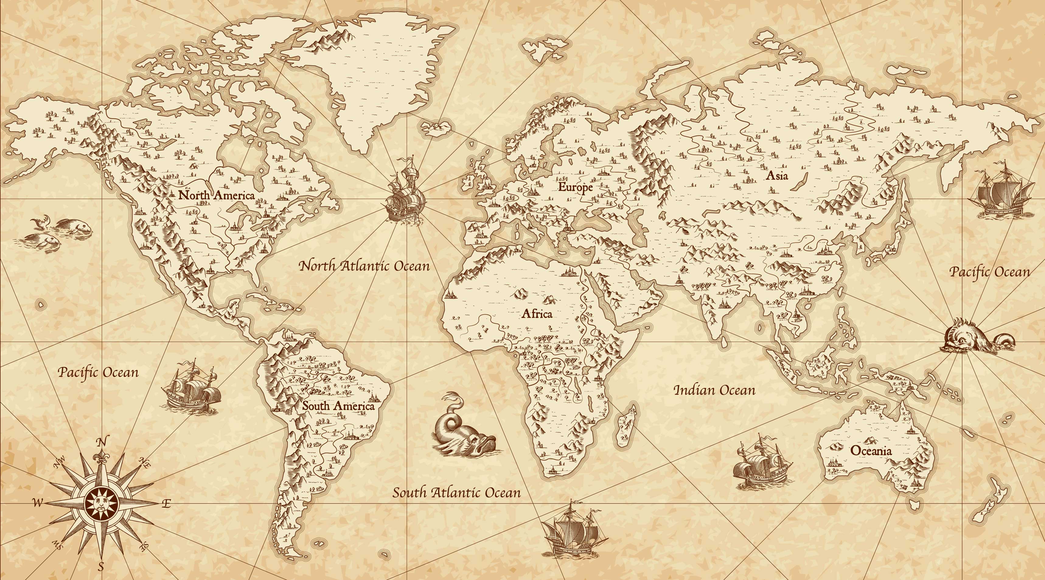 Vintage World Map Wallpaper Mural