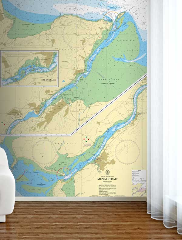 Wales Menai Strait inc Anglesey, Bangor, Caernarfon, Swellies Wallpaper Mural