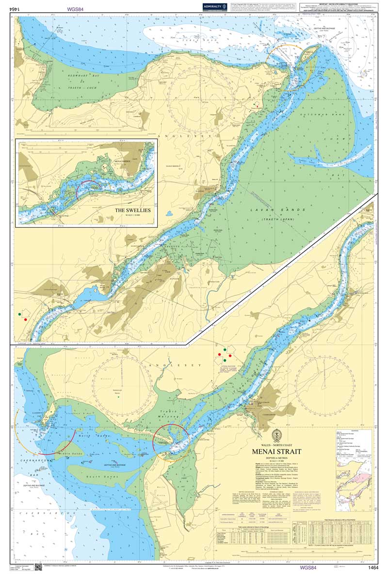 Admiralty Chart - Menai Strait inc Anglesey, Bangor, Caernarfon, Swellies