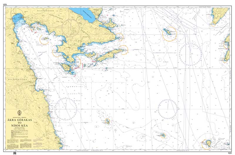 Admiralty Chart - Aegean Sea Greece Akra Gerakas to Nisos Kea