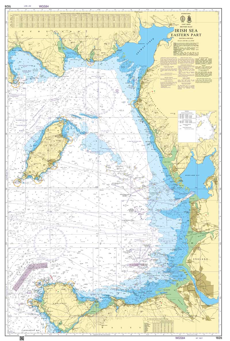 Admiralty Chart - Irish Sea inc Isle of Man, Anglesey