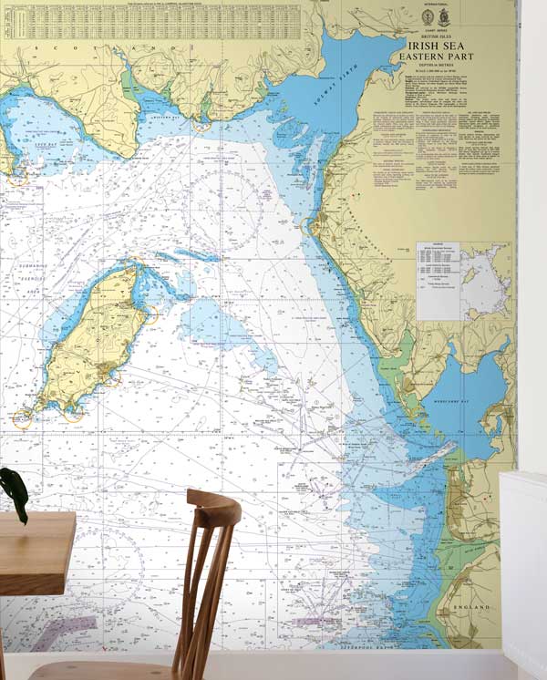 Irish Sea Eastern Part inc Isle of Man, Anglesey Wallpaper Mural