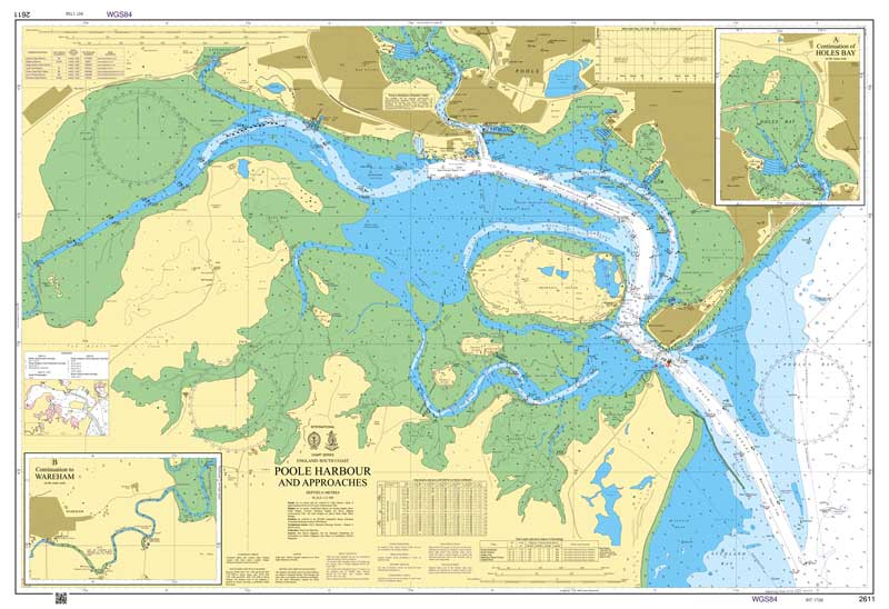 Admiralty Chart - Dorset Poole Harbour and Approaches