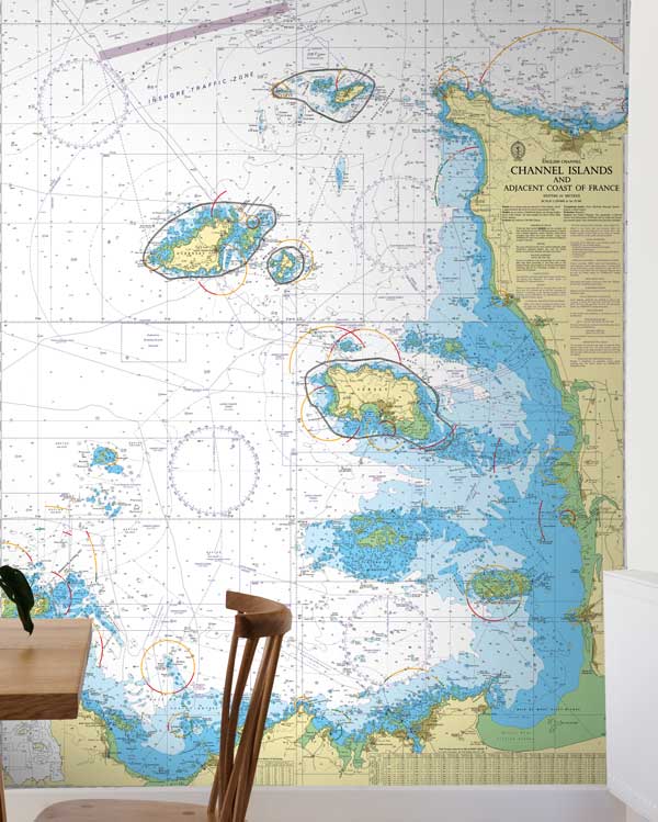 English Channel Channel Islands and Adjacent Coast of France Wallpaper Mural