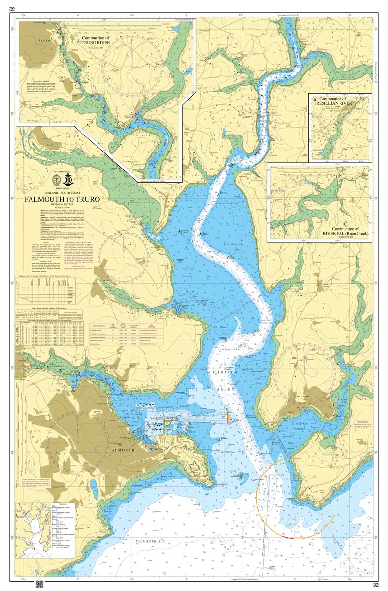 Admiralty Chart - Cornwall Falmouth to Truro inc Saint Mawes