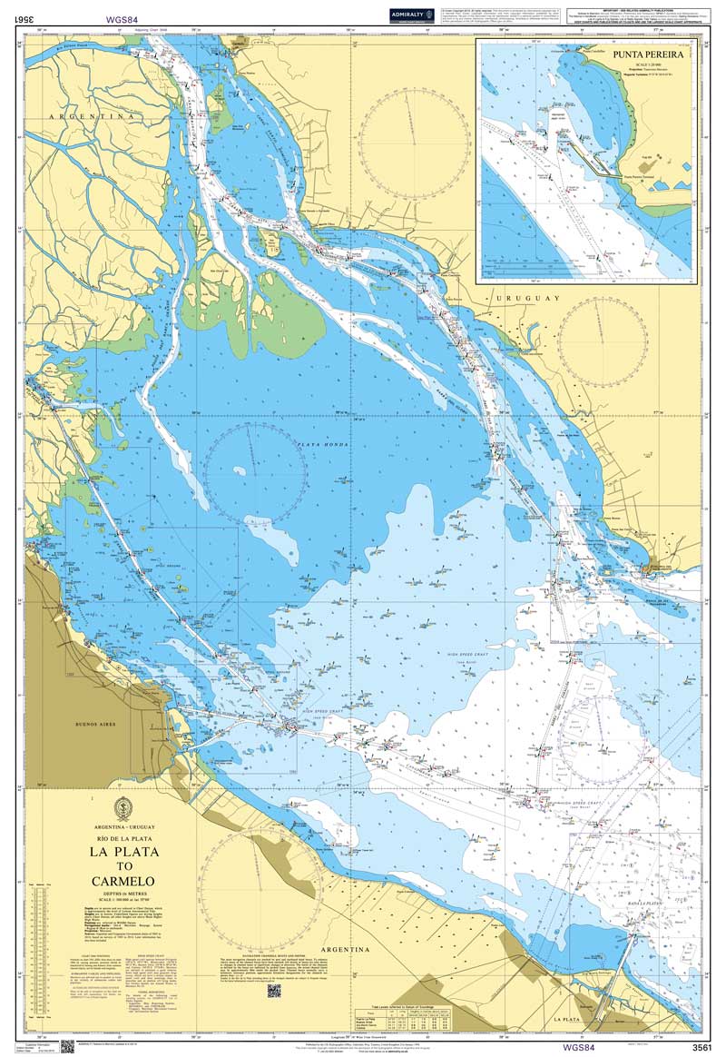 Admiralty Chart - Argentina Uruquay La Plata to Carmelo