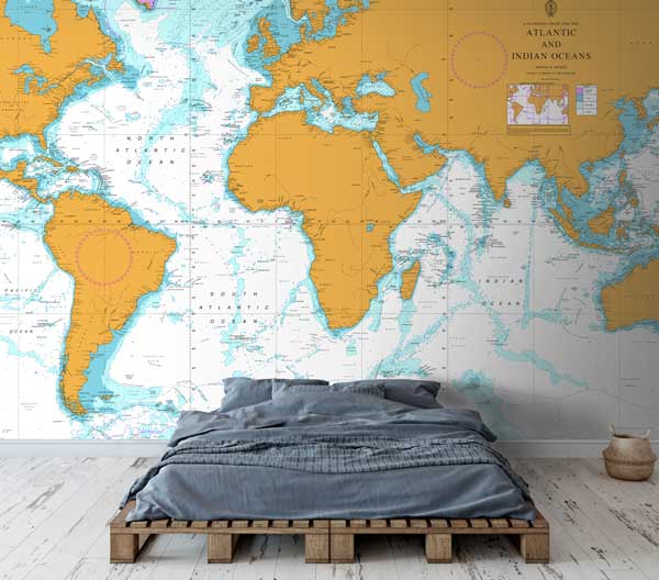 Atlantic and Indian Oceans Wallpaper Mural