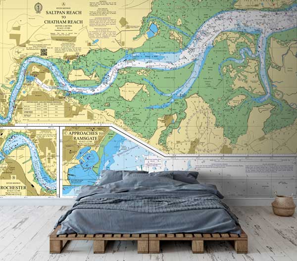 River Medway Saltpan Reach to Chatham Reach Wallpaper Mural
