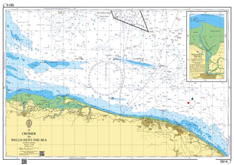 Admiralty Chart - Norfolk Cromer to Wells-Next-The-Sea
