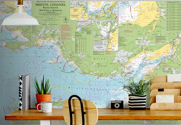 Bristol Channel Worms Head & Bull Point to Sharpness Wallpaper Mural