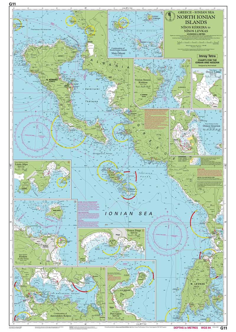 Imray Chart - Ionian Sea - North Ionian Islands Nisos Kerkira to Nisos Levkas