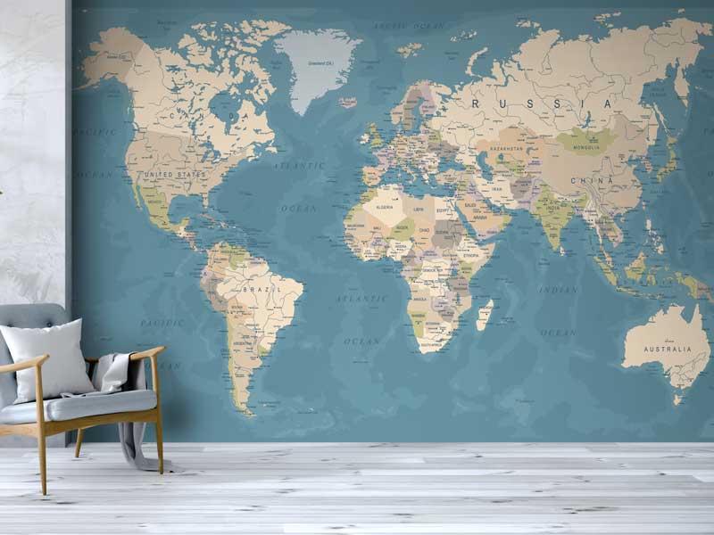 Political World Map Wallpaper Mural