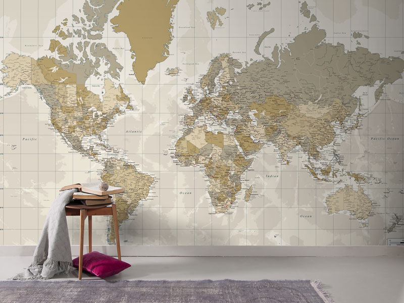 Nostalgic World Map Wallpaper Mural