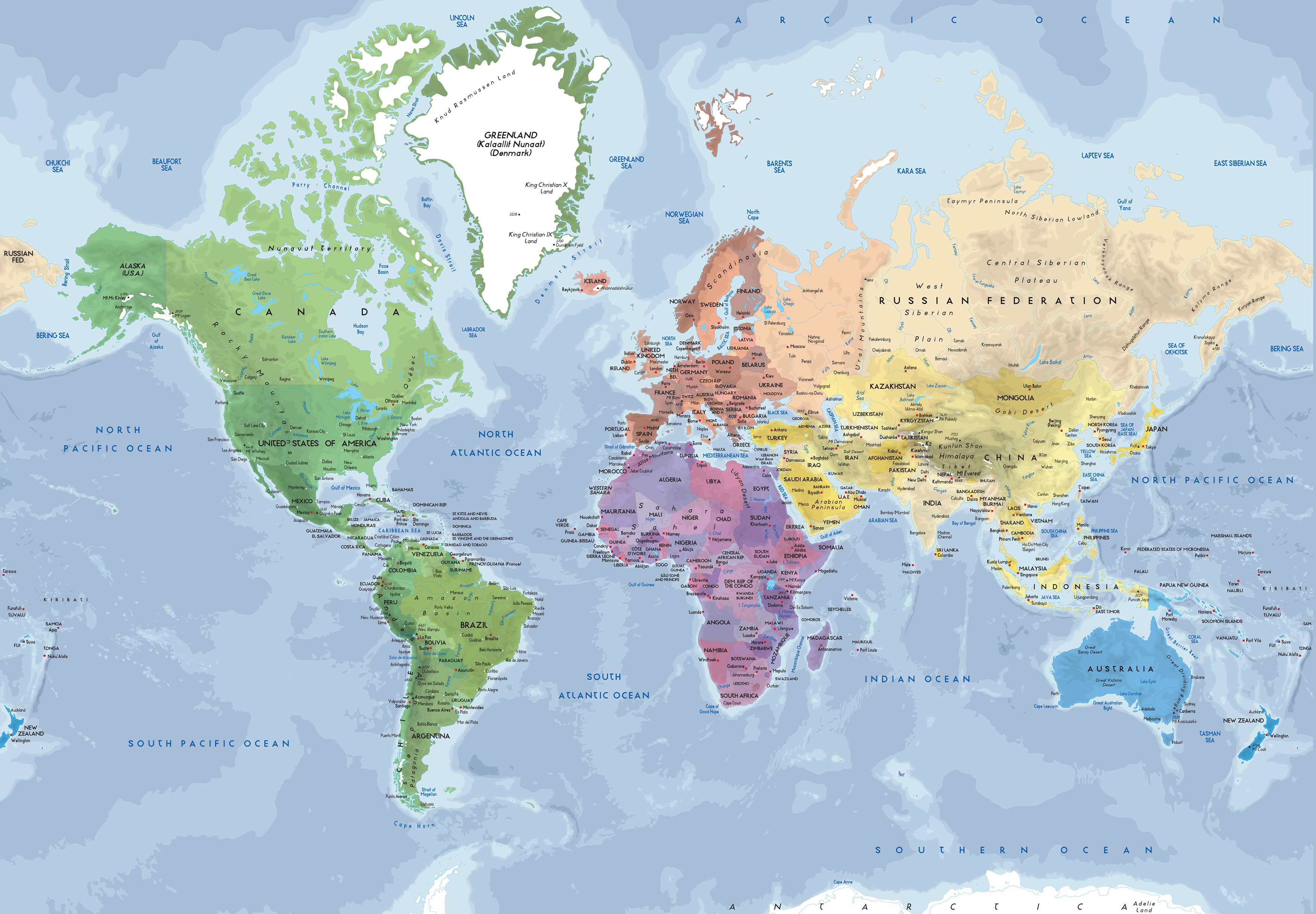 Blue World Map Wallpaper