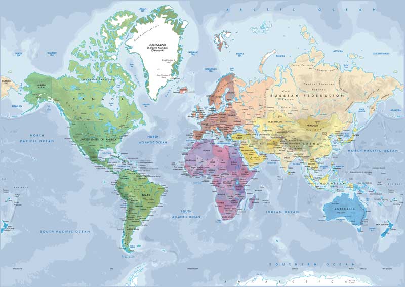 Political & Physical World Map