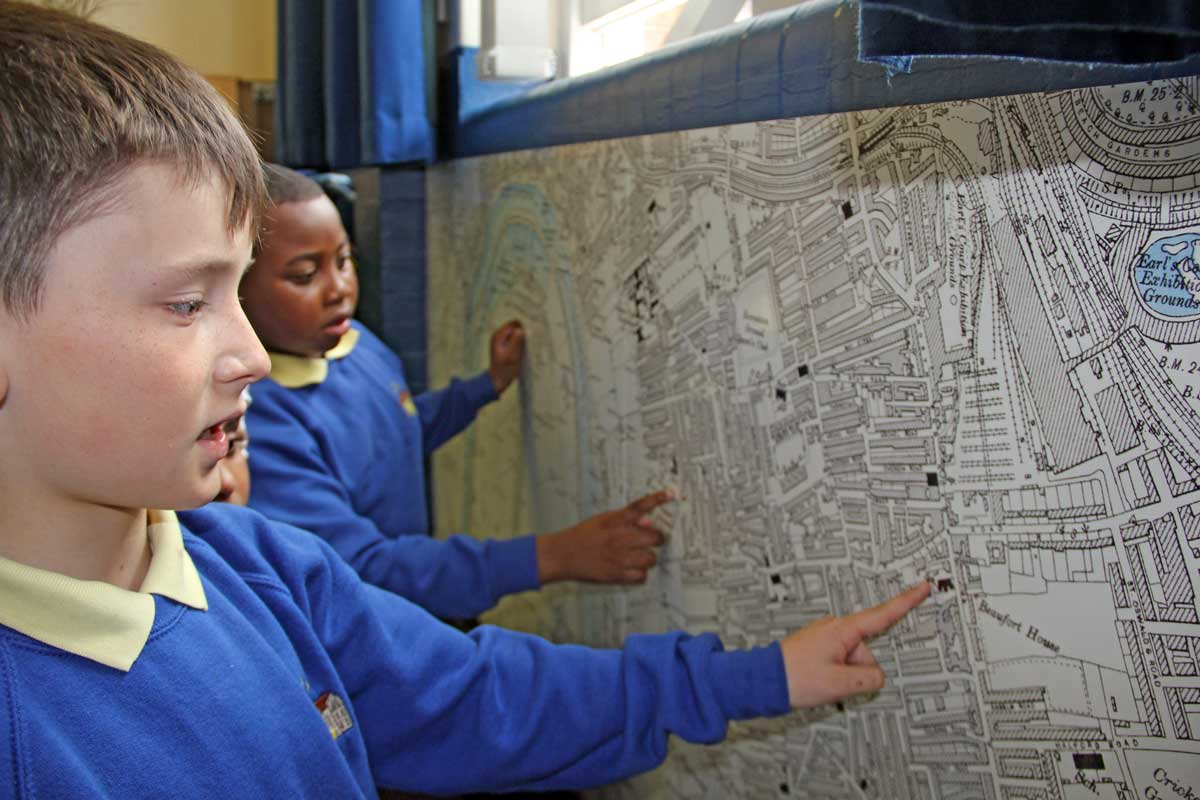 Historic Ordnance Survey map wallpaper mural for Primary School