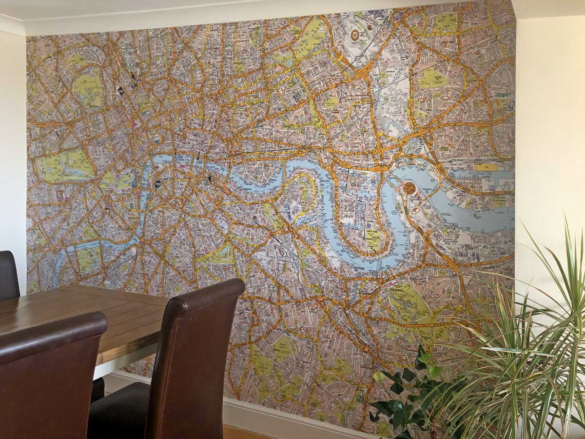 A-Z wallpaper map mural of London