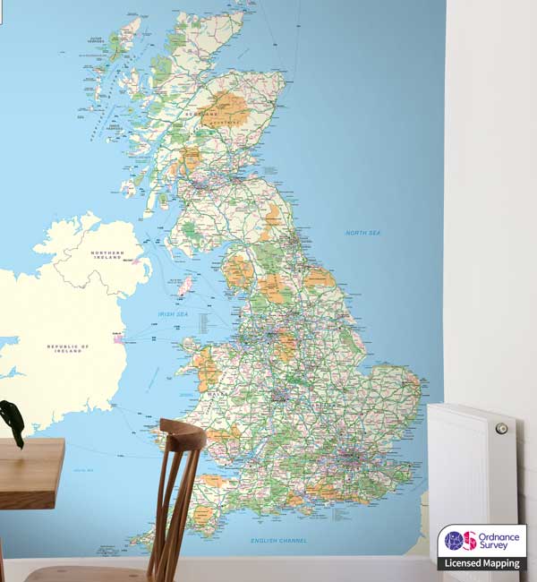 Ordnance Survey Great Britain Wallpaper Mural