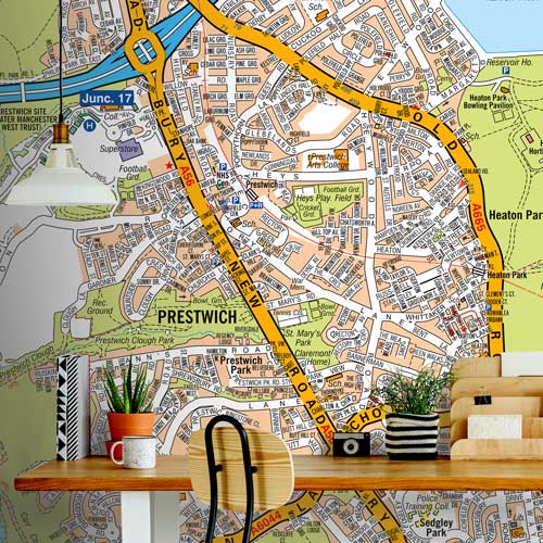 A to Z Map Mural Wallpaper