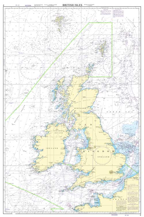 British Isles Nautical Chart Poster