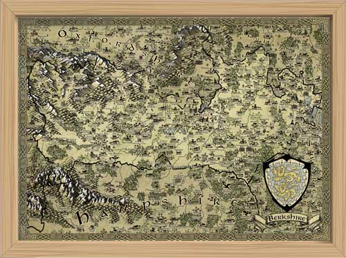 Berkshire Fantasy Map LOTR Tolkien Framed Poster Print 