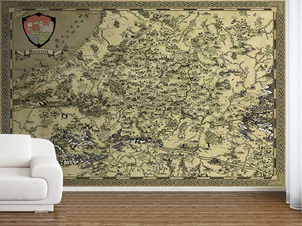 Bristol Fantasy Map LOTR Tolkien Wallpaper Mural