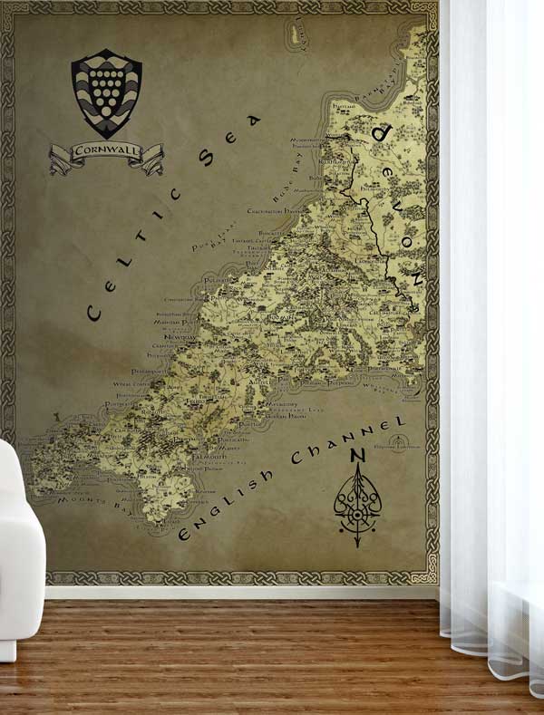 Cornwall Fantasy Map LOTR Tolkien Wallpaper Mural