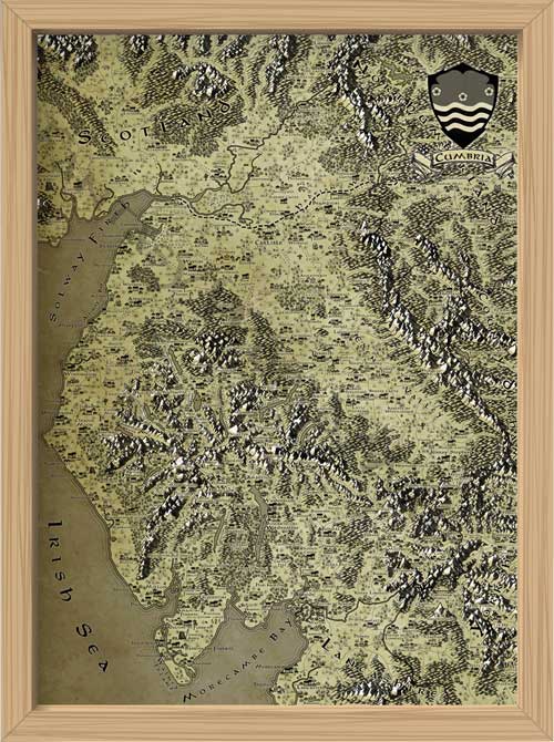 Cumbria Fantasy Map LOTR Tolkien Framed Poster Print 