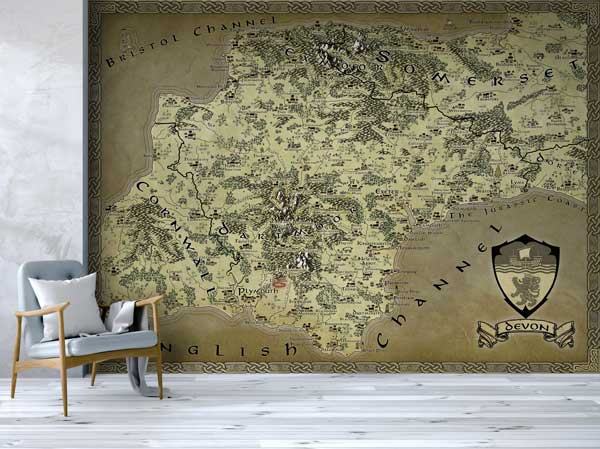 Devon Fantasy Map LOTR Tolkien Wallpaper Mural