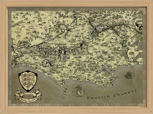 Dorset Fantasy Map LOTR Tolkien Framed Poster Print 