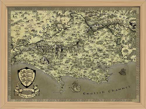 Dorset Fantasy Map LOTR Tolkien Framed Poster Print 