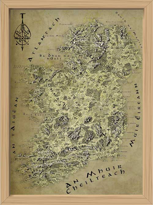 Ireland - Gaeilge Fantasy Map LOTR Tolkien Framed Poster Print 