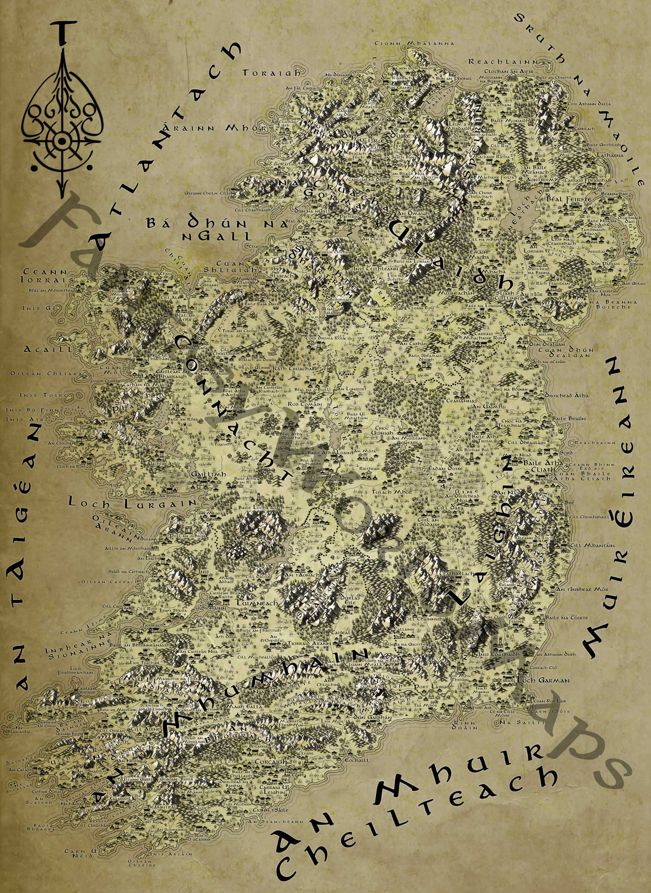 Lord Of Maps Ireland Fantasy Map Lotr Tolkien Poster Print - Ireland Gaeilge