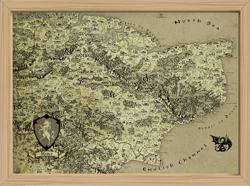 Kent Fantasy Map LOTR Tolkien Framed Poster Print 