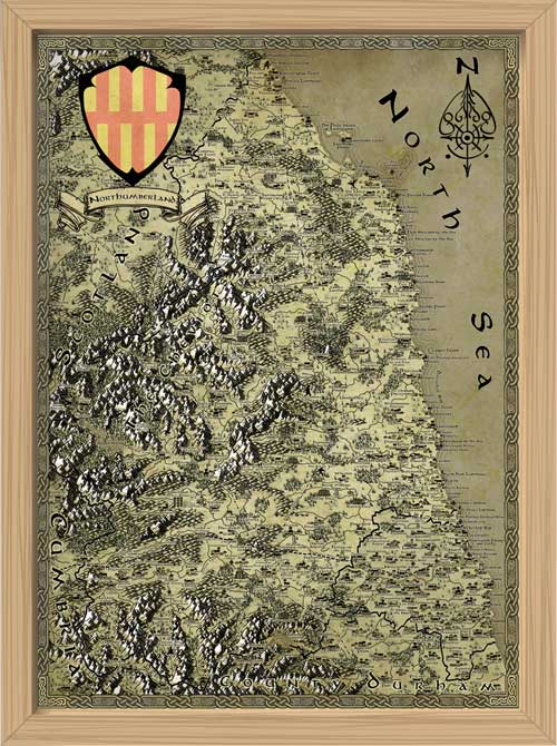 Northumberland Fantasy Map LOTR Tolkien Framed Poster Print 