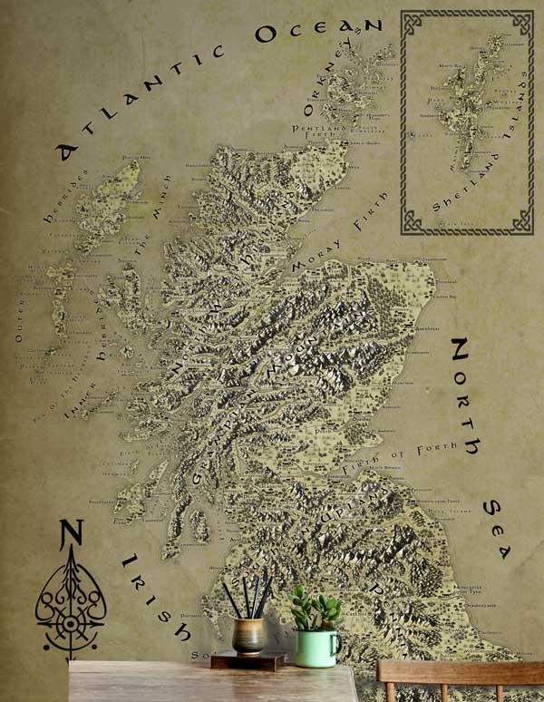 Scotland Fantasy Map LOTR Tolkien Wallpaper Mural