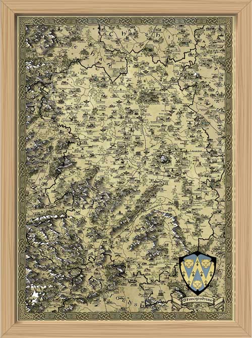 Shropshire Fantasy Map LOTR Tolkien Framed Poster Print 
