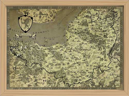 Somerset Fantasy Map LOTR Tolkien Framed Poster Print 