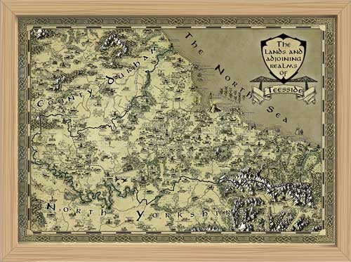 Teeside Fantasy Map LOTR Tolkien Framed Poster Print 