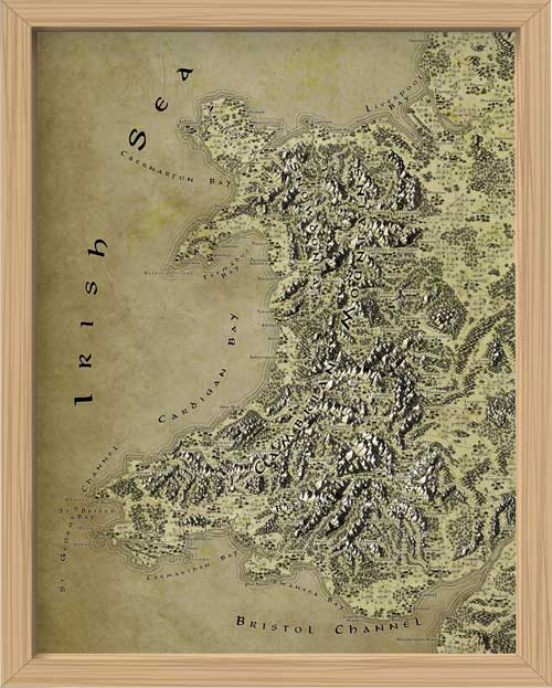Wales Fantasy Map LOTR Tolkien Framed Poster Print 