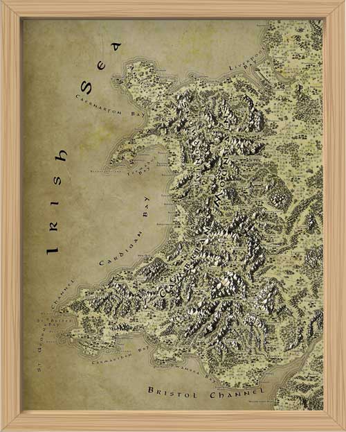 Wales Fantasy Map LOTR Tolkien Framed Poster Print 