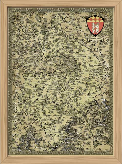 Warwickshire Fantasy Map LOTR Tolkien Framed Poster Print 